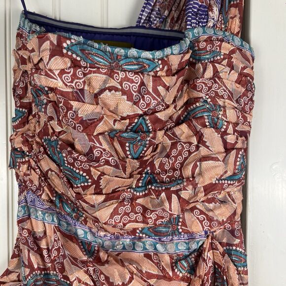 Nicole Miller Silk Blend Size 8 Cocktail 1 Shoulder Asymmetric Dress Glam Party - Picture 14 of 16